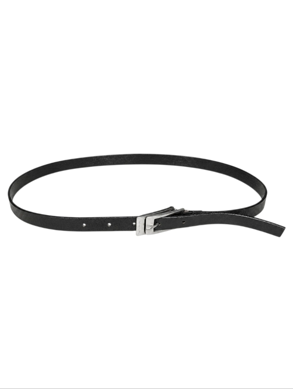 COSTUME NATIONAL | Black Leather Silver Buckle Belt Made in Italy Women’s 40
